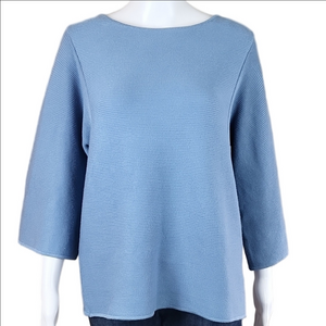 Marled Reunited Soft Ribbed Knit Pullover 3/4 Wide Sleeve Sweater Light …